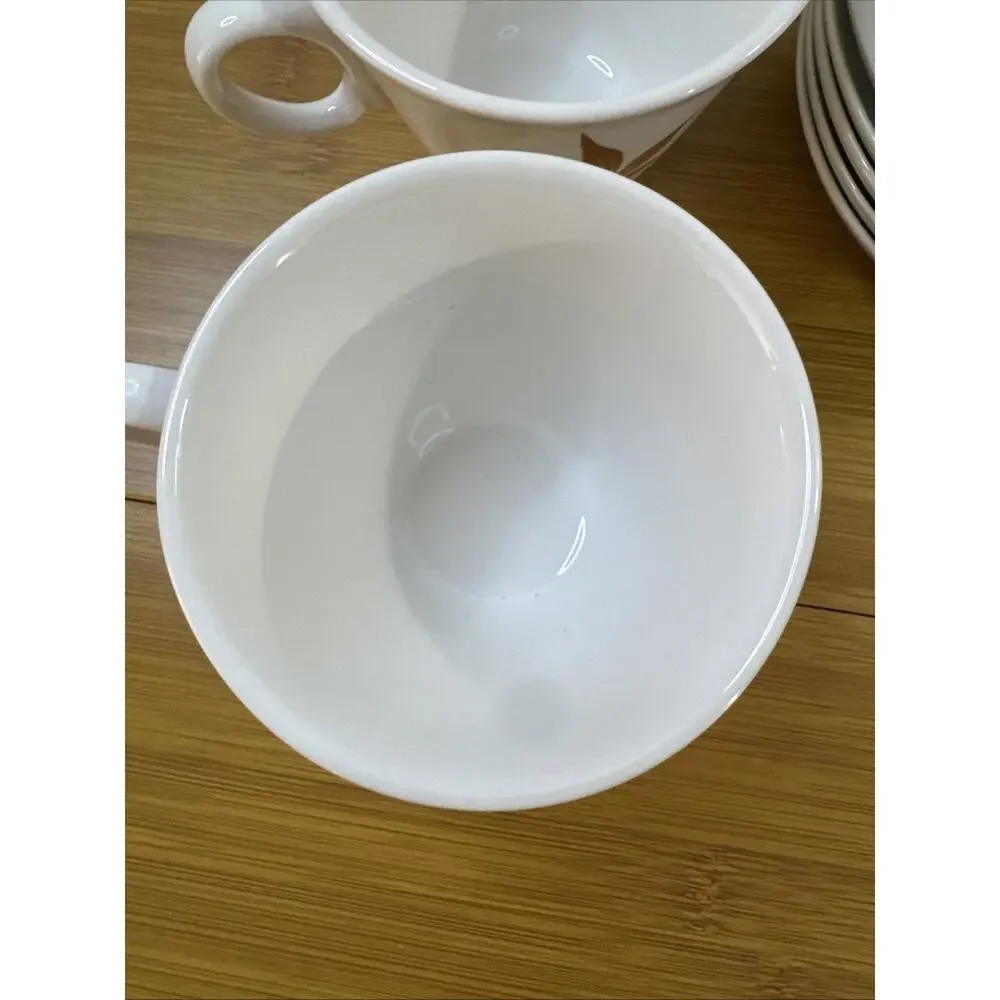 6 Franciscan Whitestone Ware - Twice Nice - Cup & Saucer - Vintage Leaf Design